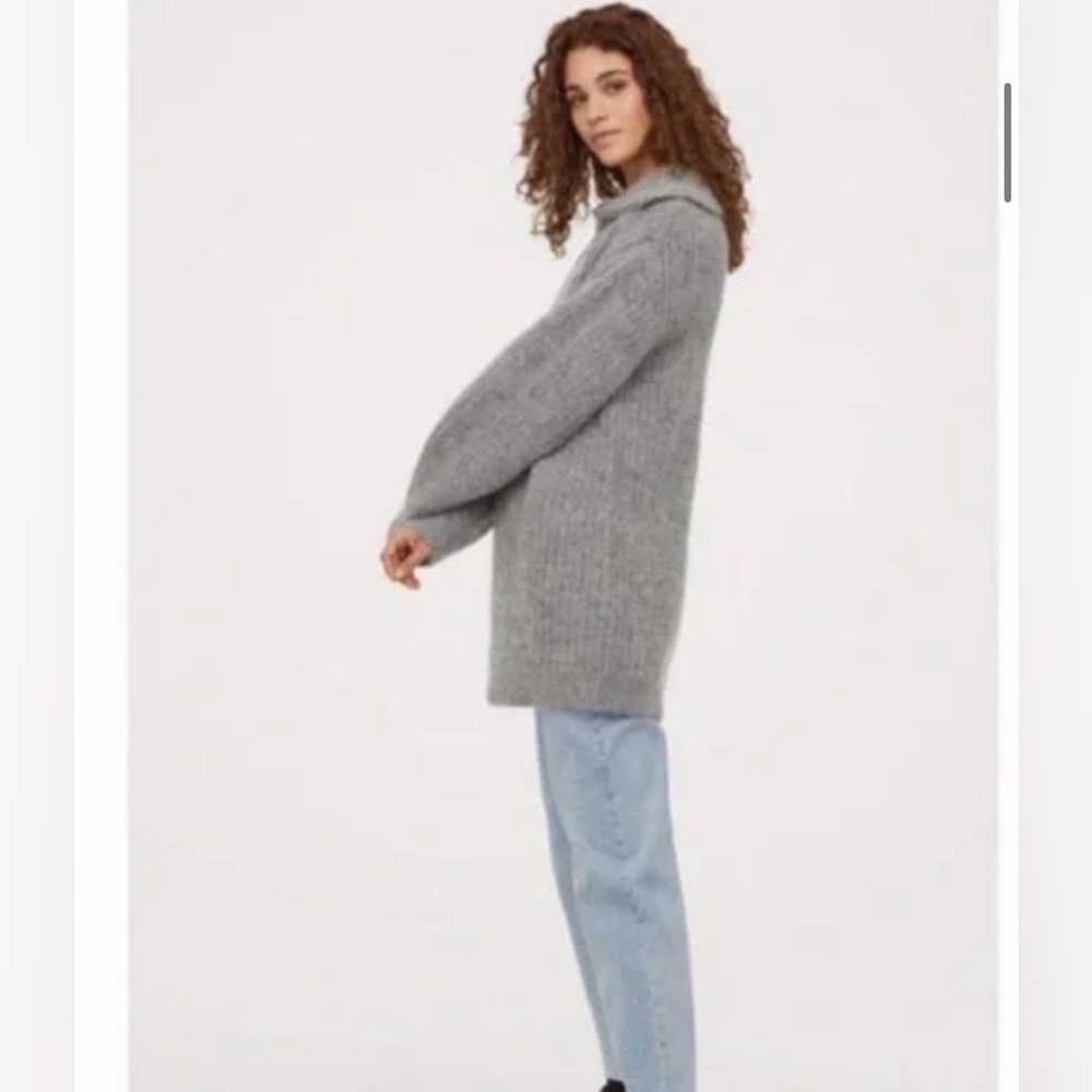 H&M Gray Alpaca Blend Premium Half Zip Sweater - Picture 2 of 6